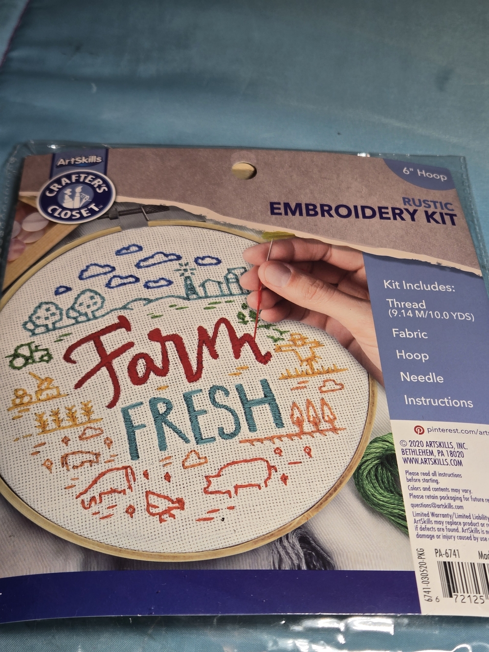 Art Skills Rustic Country Embroidery Kit Farm Fresh 6” Hoop PA-6714 New